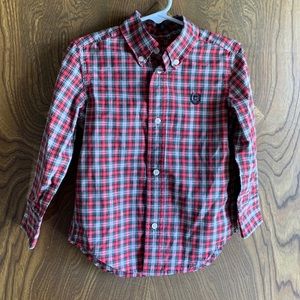 3T Boys Red Blue Plaid Button Down